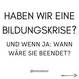 Liegt die große Unzufriedenheit am deutschen Bildungssystem auch daran, dass wir gar nicht wissen, wann wir zufrieden wären? Produziert dieses Unwissen Ohnmacht? Fehlen klare Ziele, Benchmarks, klare Kriterien? 
 
Ich rechne damit, dass es darauf keine klare Antwort gibt. Oder doch? Wurde sie vielleicht schon gegeben und ich habe es nicht mitbekommen? Beim Klimaschutz haben wir beispielsweise die 1,5 Grad Celsius-Grenze und kritische Werte bei Kohlenstoffdioxidemissionen. Hier ist Orientierung möglich…oder scheint dies nur so? Lässt sich das vergleichen? Ist so etwas in der Bildung auch möglich? Oder ist die Bildungskrise eher ein Wort zum Erreichen von Aufmerksamkeit, aber an sich sollten wir aushalten, dass es in der Bildung nicht so klar messbar ist? Es gibt kein klares Richtig oder Falsch – das sollten wir in der Bildung eh einsehen: müssen wir daher eine gewisse Unsicherheit einfach aushalten?
 
Wenngleich es auf allgemeiner (Bundes)Ebene womöglich schwierig wird, das Ende einer Bildungskrise zu definieren, so könnte ich mir vorstellen, dass es jede Subeinheit (Kita, Schule etc.) etwas leichter haben könnte, weil mir in Gelsenkirchen-Bismarck „egal“ ist, wie die Schulen in Wanne-Eickel oder Schwäbisch Gmünd laufen.
Wann seid Ihr zufrieden? Wann wäre Euer Krisenmodus vor Ort vorbei?
 
Ich bin wirklich gespannt auf die Antworten und Ideen. 
 
Die Abkürzungen in dem Carousel-Post standen für
• Leibniz-Institut für Bildungsforschung und Bildungsinformation (DIPF), 
• Leibniz-Institut für die Pädagogik der Naturwissenschaften und Mathematik (IPN),
• Wissenschaftszentrum Berlin für Sozialforschung (WZB) und
• Institut zur Qualitätsentwicklung im Bildungswesen (IQB).
 
#bildungskrise #bildung #wissenschaftskommunikation #wissenschaftdiepraxismacht #instalehrerzimmer